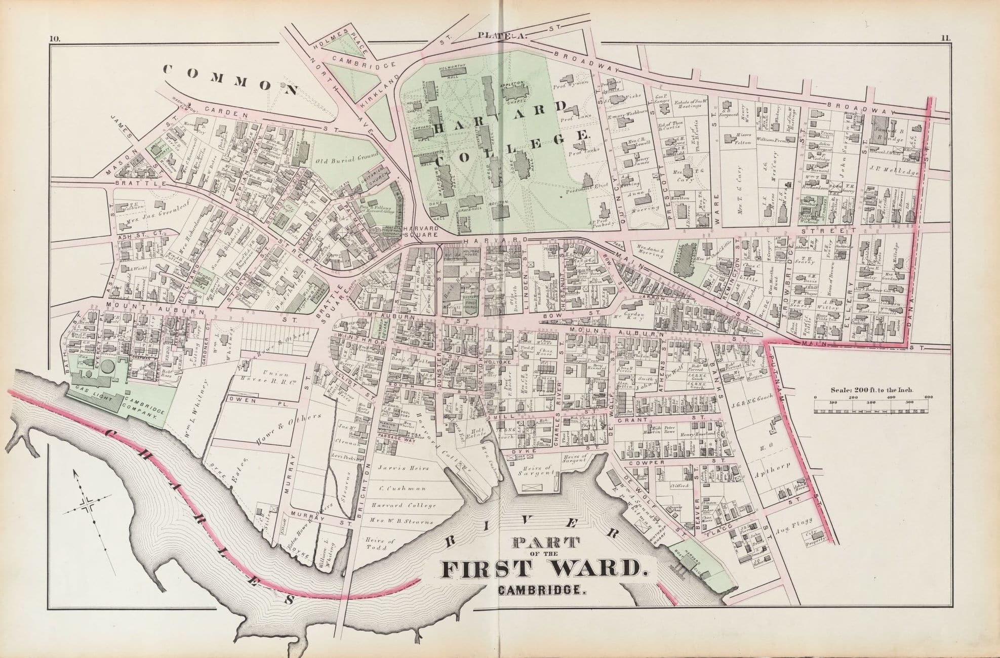 Harvard Square Hopkins Map 1873 