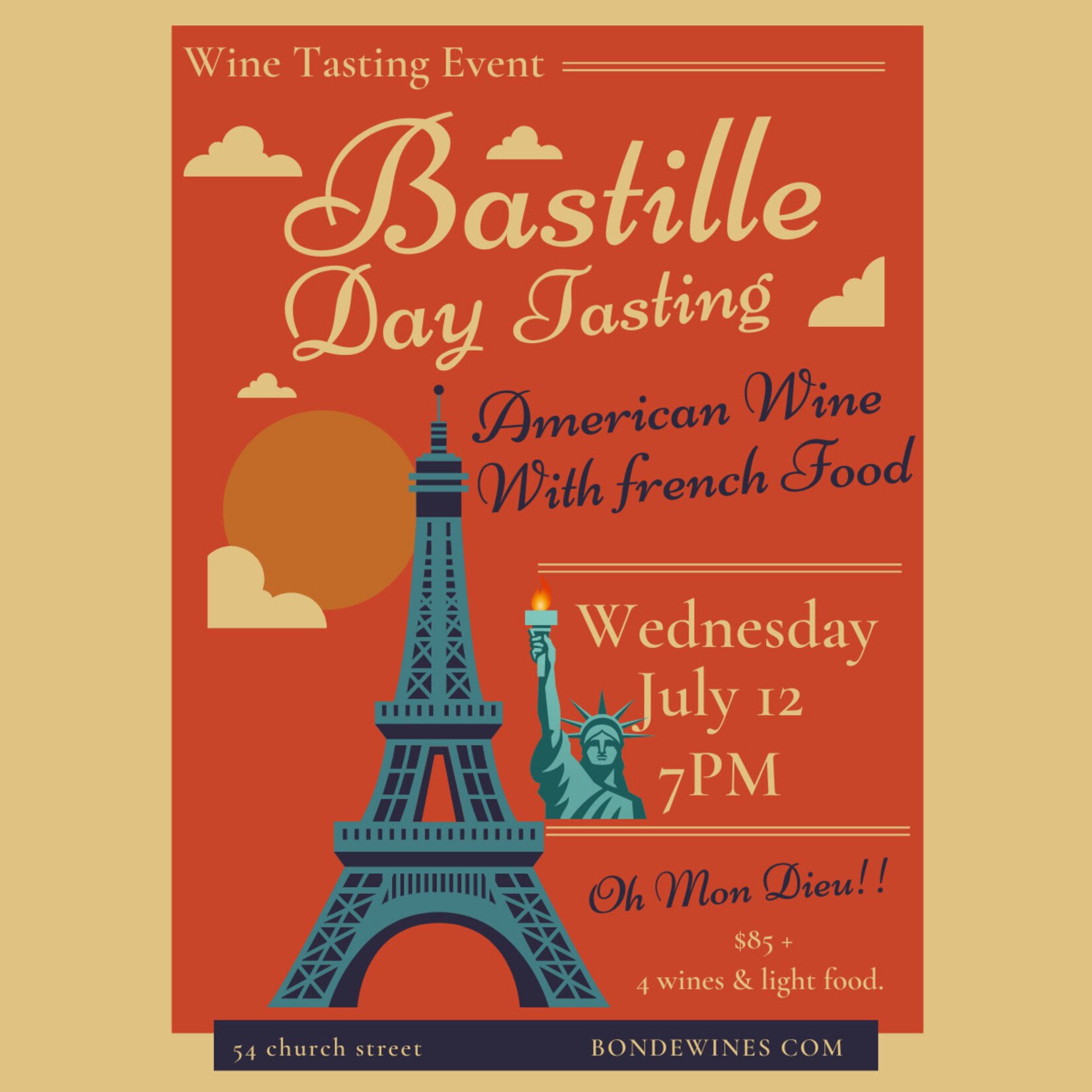 Bastille Day - Wine Tasting & Class - Wednesday July 12, 7PM
