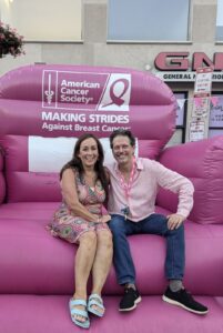 sitting in pink couch