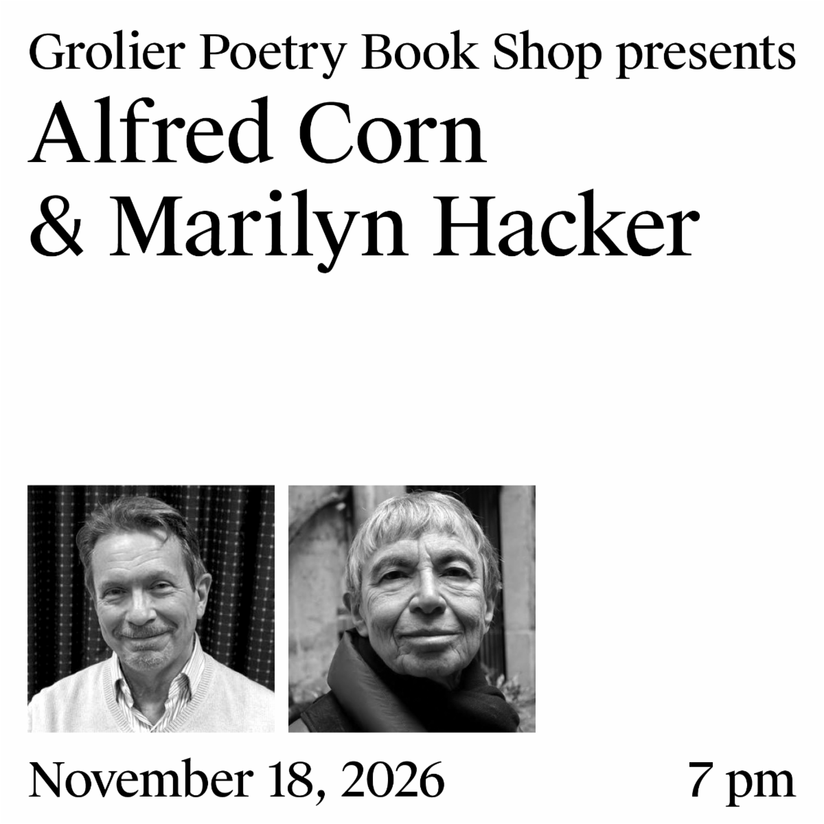 Alfred Corn and Marilyn Hacker with an introduction Lloyd Schwartz and Daniel Tobin